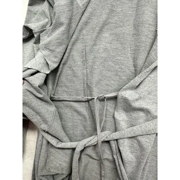 Lucky Brand Womens Large Robe Gray Wrap Style Short Tie Inside Belt - Picture 8 of 9